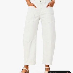 Women's White Barrel Jeans